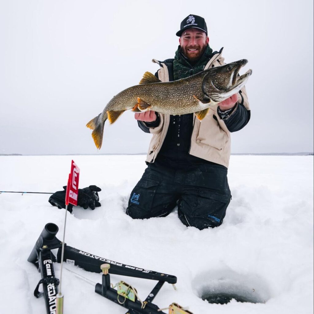 Frank Ragnow ice fishing at Kamuchawie Lake