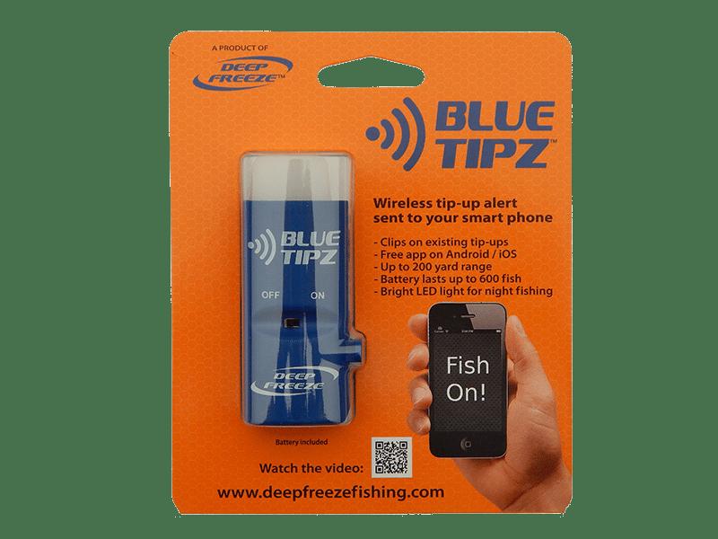 Ice fishing Tip Up Alert Transmitter - 2 PACK - Blue Tipz - Sends alert to  your smart phone + Blinking light + Application to keep fishing