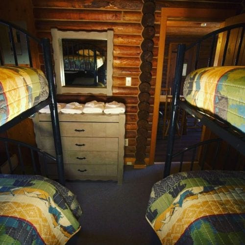 An interior view of a cozy Manitoba fishing lodge.