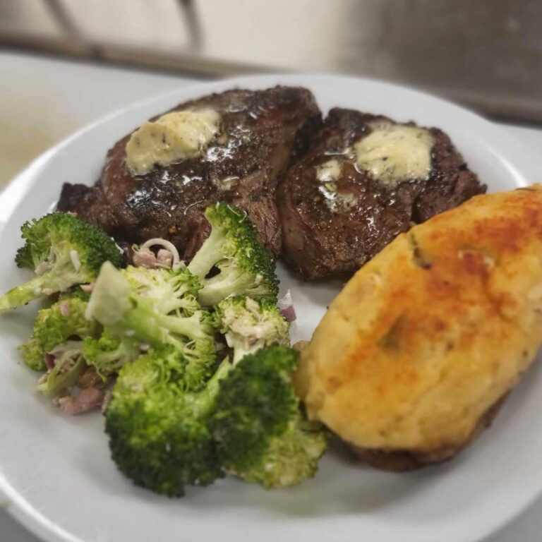 Freshly prepared meal served at a Manitoba Fishing Lodge
