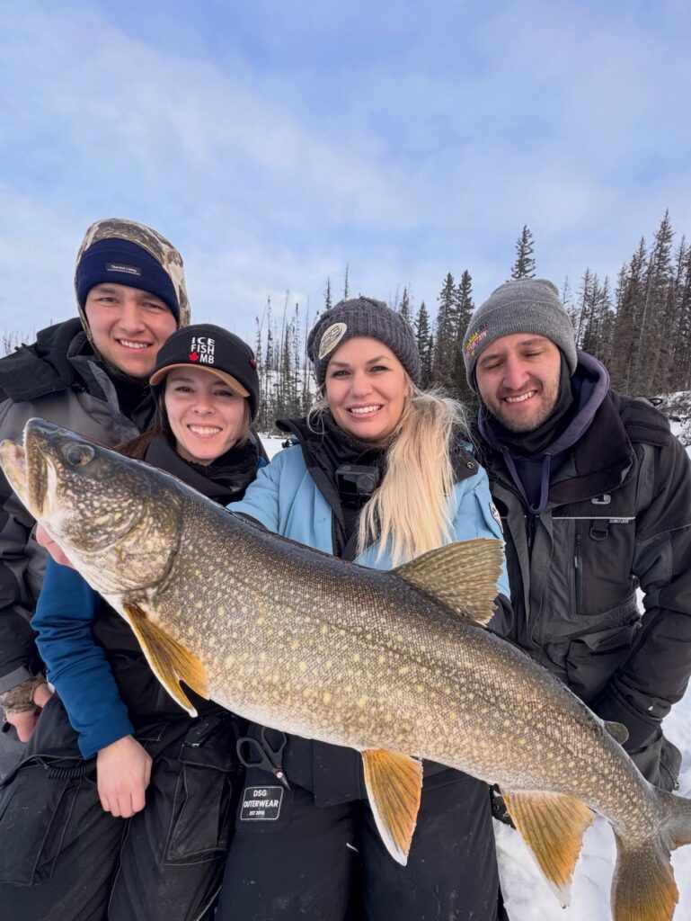 ice fishing Lake Trout at Bakers Narrows