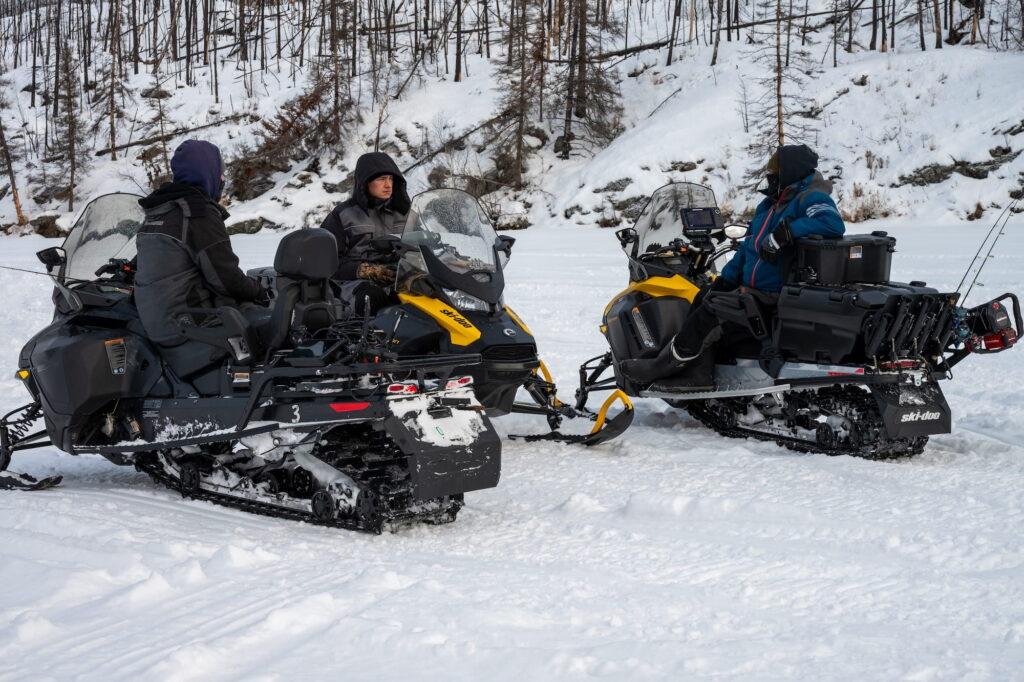 Snowmobiles at Bakers Narrows Lodge